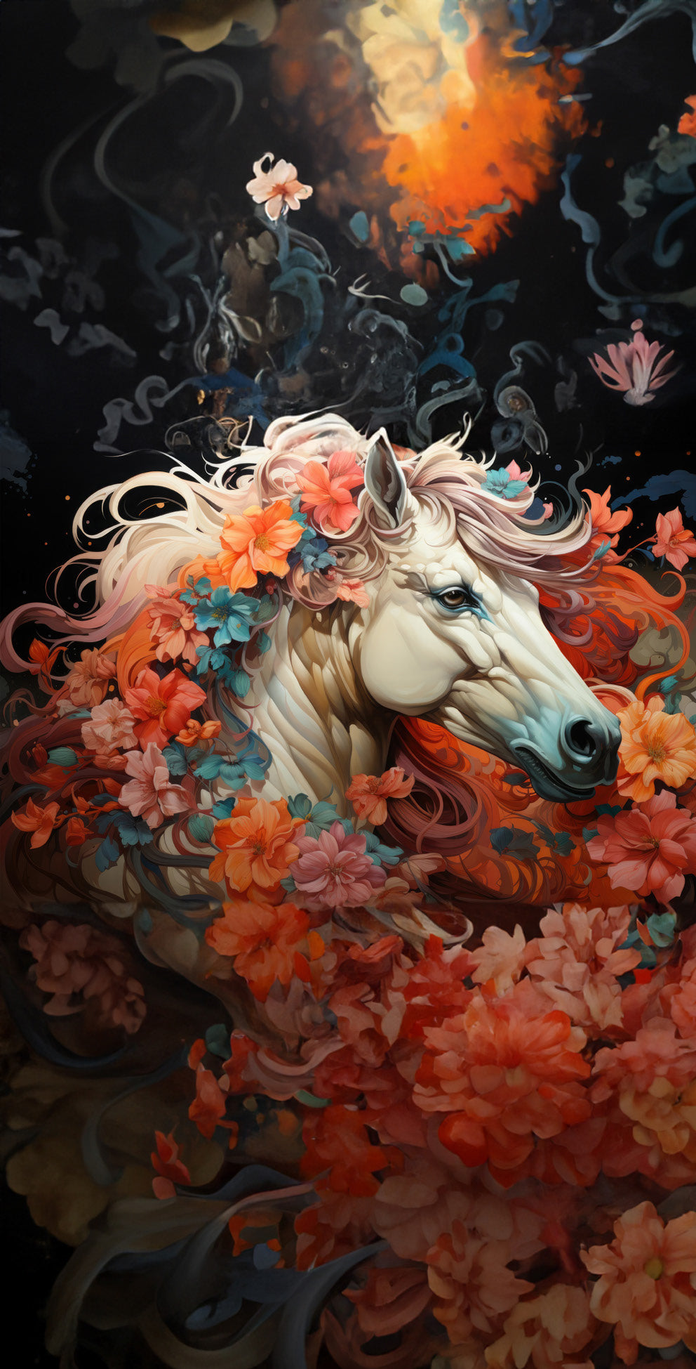 Horse In Flower Bed